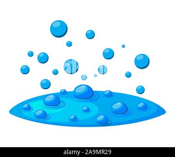 L'acqua bolle modello per la zuppa bollente, blu di fumi, vapori di flottazione isolati su sfondo bianco Illustrazione Vettoriale