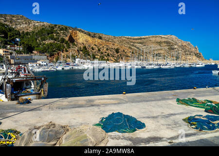 Vista del porto de Xabia Javea in Spagna, Europa Foto Stock