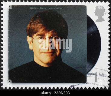 Coperchio del LP 'Made in Inghilterra " da Elton John sul francobollo Foto Stock