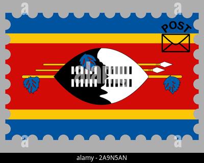 Bella bandiera nazionale del Regno di Eswatini, sapere prima come Swaziland. colori originali e proporzione. Semplicemente illustrazione vettoriale EPS10, dal conte Illustrazione Vettoriale