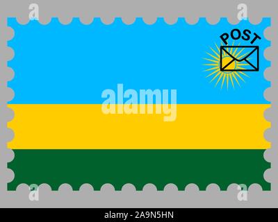 Bella bandiera nazionale della Repubblica del Ruanda . colori originali e proporzione. Semplicemente illustrazione vettoriale EPS10, da paesi flag impostato. Illustrazione Vettoriale