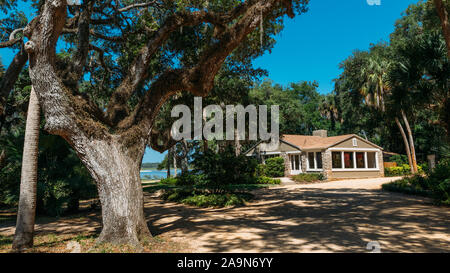 Giovani storici home e centro visitatori a Washington Oaks giardini del parco statale in Palm Coast, Florida. Foto Stock