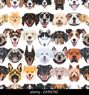 Illustrazione seamless pattern felice cani - Questo modello senza giunture è perfetto per gli amanti di cani. Il grafico mostra felici molti cani. Illustrazione Vettoriale