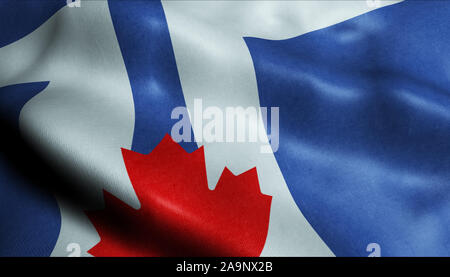 3D sventolando Canada Bandiera della città di Toronto in Primo Piano Foto Stock