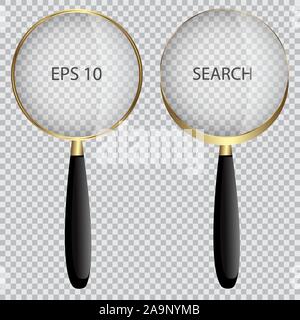 Lente di ingrandimento di realistiche. isolato illustrazione vettoriale. Illustrazione Vettoriale