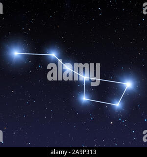 Big Dipper constellation nel cielo notturno con blu brillante stelle Foto Stock