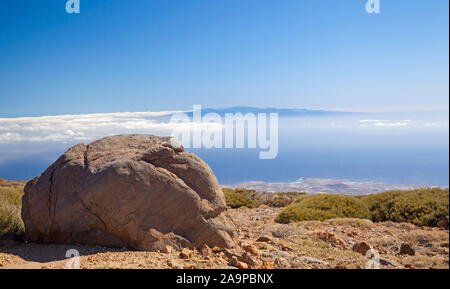 Vista verso la Gran Canaria All'orizzonte da Tenerife, salita al monte Guajara Foto Stock