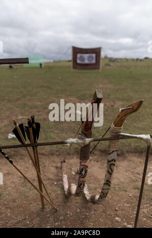 I tre giochi di uomini - Naadam Festival in Mongolia Foto Stock