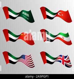 Bandiera degli Emirati Arabi Uniti. Vector sventolando bandiere. Unione. Il confronto. Stato. Illustrazione Vettoriale