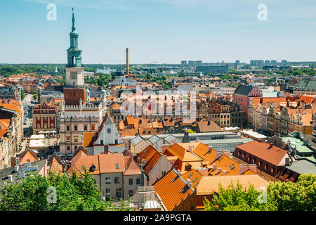 Città vecchia cityscape dal Castello Reale Observation Deck a Poznan, Polonia Foto Stock