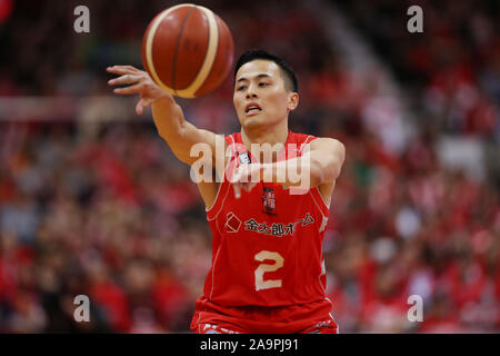 Yuki Togashi (jet), 17 novembre 2019 - Basket : 2019-20 B.LEGA B1 gioco tra getti di Chiba 76-81 Levanga Hokkaido a Funabashi Arena, Chiba, Giappone. (Foto di YUTAKA/AFLO SPORT) Foto Stock