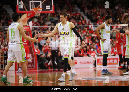 Takehiko Orimo (Levanga), 17 novembre 2019 - Basket : 2019-20 B.LEGA B1 gioco tra getti di Chiba 76-81 Levanga Hokkaido a Funabashi Arena, Chiba, Giappone. (Foto di YUTAKA/AFLO SPORT) Foto Stock