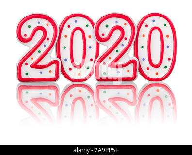 Numero rosso 2020 con la riflessione Foto Stock