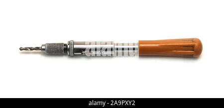 Impugnatura reversibile con un trapano isolato su bianco Foto Stock