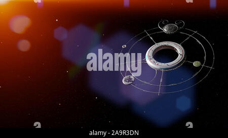 Stazione di spazio design concept, habitat futuristico close up Foto Stock
