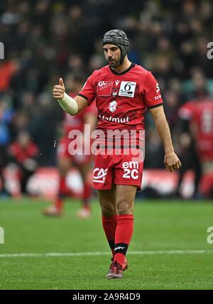 Northampton, Regno Unito. 17 Nov, 2019. Jonathan Wisniewski (Lione). Northampton Santi v Lyon. La Heineken Champions Cup. Franklins giardini. Northampton. Northamptonshire. Regno Unito. Credito Bowden Garry/Sport in immagini. Credito: Sport In immagini/Alamy Live News Foto Stock