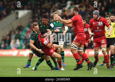 Northampton, Regno Unito. 17 Nov, 2019. Northampton Santi George Furbank durante la Heineken European Champions Cup match tra Northampton santi e Lyon Olympique Universitaire di Franklin's Gardens, Northampton domenica 17 novembre 2019. (Credit: Leila Coker | MI News) Credito: MI News & Sport /Alamy Live News Foto Stock