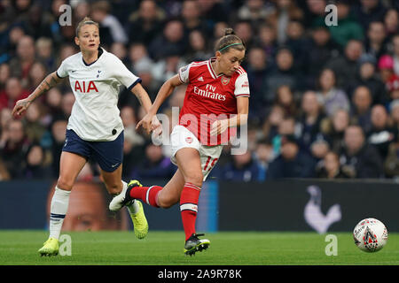 Londra, Regno Unito. 17 Nov, 2019. Katie McCabe di arsenale di corsa al cliente durante la Barclay FA DONNA Super League football match tra Tottenham vs Arsenal a Tottenham Hotspur Stadium il 17 novembre 2019 a Londra, Inghilterra (foto di Daniela Porcelli/SPP) Credito: SPP Sport Stampa foto. /Alamy Live News Foto Stock