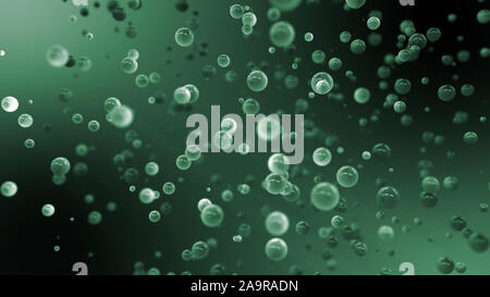 Abstract laureato sfondo verde con palline galleggianti Foto Stock