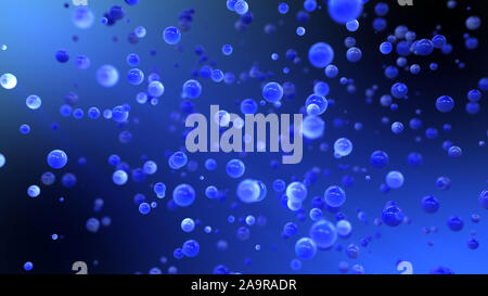 Laureato astratto sfondo blu con palline galleggianti Foto Stock