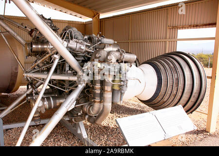 Fase di un motore a razzo che potrebbe essere innescata in meno di un minuto dopo la direttiva della Casa Bianca, visto presso il Titan II Missile Museum ne Foto Stock