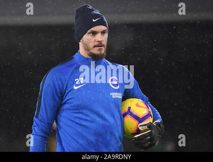 Londra, Inghilterra - Gennaio 29, 2019: David pulsante della Brighton nella foto prima del 2018/19 Premier League tra Fulham FC e Brighton e Hove Albion a Craven Cottage. Foto Stock