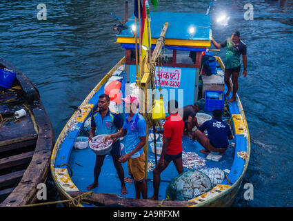 Pescatori indiani che lavorano a Sassoon Docks in Mumbai India Foto Stock