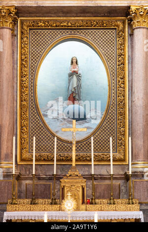 Bella Vergine Maria statua nella Eglise Saint Vincent de Paul nel centro antico di Blois in Francia Foto Stock