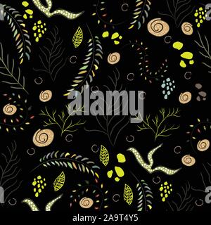 Le Alghe senza giunture Seamless Pattern. Moderno design digitale. Marine modello ripetitivo. Stile moderno stile scandinavo. Colori contemporanei e Illustrazione Vettoriale