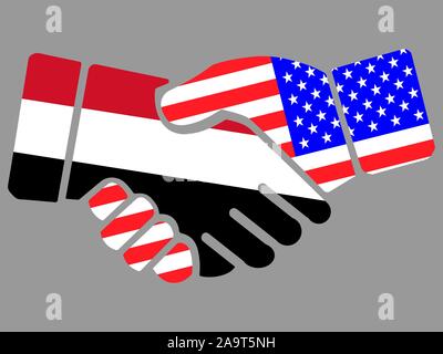 Yemen e bandiere USA Handshake illustrazione vettoriale EPS 10 Illustrazione Vettoriale