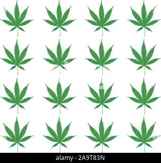 La cannabis verde seamless pattern. Foglia di marijuana. Illustrazione Vettoriale