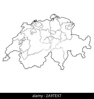 Bandiera e territorio del Cantone di Basilea città sulla mappa di divisioni amministrative della Svizzera Foto Stock