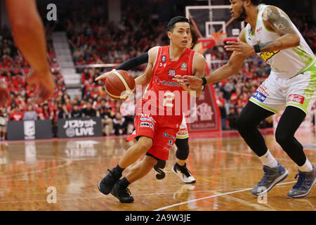 Funabashi Arena, Chiba, Giappone. 17 Nov, 2019. Yuki Togashi (jet), 17 novembre 2019 - Basket : 2019-20 B.LEGA B1 gioco tra getti di Chiba 76-81 Levanga Hokkaido a Funabashi Arena, Chiba, Giappone. Credito: YUTAKA AFLO/sport/Alamy Live News Foto Stock