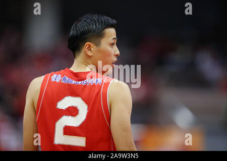 Funabashi Arena, Chiba, Giappone. 17 Nov, 2019. Yuki Togashi (jet), 17 novembre 2019 - Basket : 2019-20 B.LEGA B1 gioco tra getti di Chiba 76-81 Levanga Hokkaido a Funabashi Arena, Chiba, Giappone. Credito: YUTAKA AFLO/sport/Alamy Live News Foto Stock