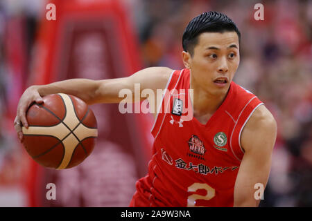 Funabashi Arena, Chiba, Giappone. 17 Nov, 2019. Yuki Togashi (jet), 17 novembre 2019 - Basket : 2019-20 B.LEGA B1 gioco tra getti di Chiba 76-81 Levanga Hokkaido a Funabashi Arena, Chiba, Giappone. Credito: YUTAKA AFLO/sport/Alamy Live News Foto Stock