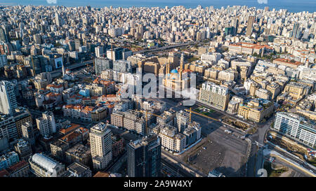 Il centro cittadino di Beirut e Mohammad Al-Amin moschea, Beirut, Libano Foto Stock