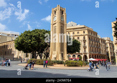 Nejme Square o Place de l'Etoile orologio Rolex nel centro cittadino di Beirut, Libano Foto Stock