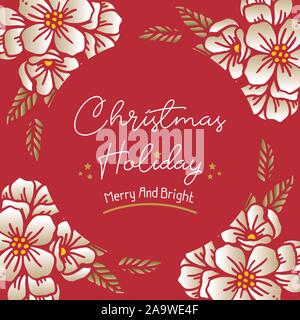 Lettering delle vacanze di Natale e Capodanno, con corona moderno telaio. Vettore Illustrazione Vettoriale