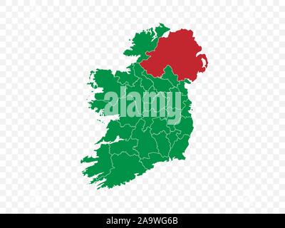 Mappa di Irlanda su sfondo trasparente. Illustrazione Vettoriale. Illustrazione Vettoriale