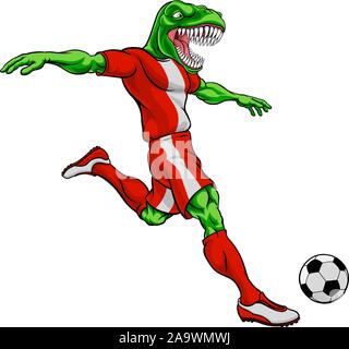 Dinosauro Soccer Football Player mascotte sportive Illustrazione Vettoriale