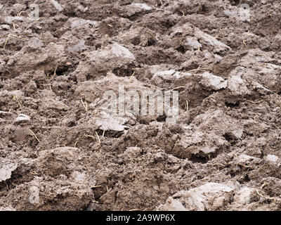 Terreni arati su un campo di fattoria Foto Stock