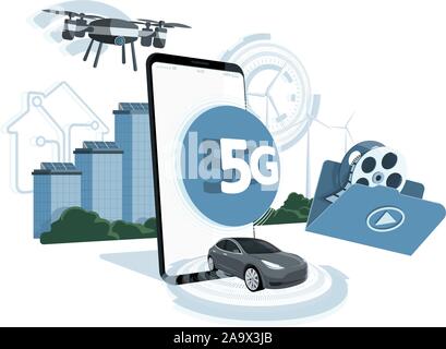 5G la connessione di rete. Illustrazione Vettoriale Illustrazione Vettoriale