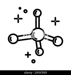 La scienza chimica, una molecola isolata di modello icona linea, struttura molecolare Illustrazione Vettoriale