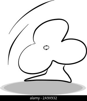 Icona della ventola su sfondo bianco, design piatto, del disegno a mano. Illustrazione di attrezzature climatiche, contorno di Symbol Illustrazione Vettoriale