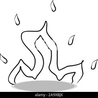 Il falò icona su sfondo bianco, design piatto, del disegno a mano. Illustrazione fire, contorno di Symbol Illustrazione Vettoriale