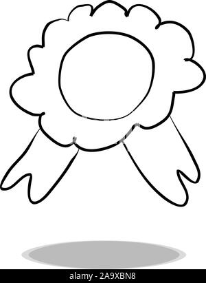 Icona del telaio su sfondo bianco, design piatto, del disegno a mano. Illustrazione medal, contorno di Symbol Illustrazione Vettoriale