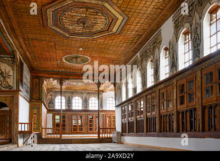 Decorazione di interni, degli inizi del XVIII cen. Tsiatsiara mansion, costruita in stile ottomano, che apparteneva alla Tsiatsiapas commercio delle pellicce famiglia. Kas Foto Stock