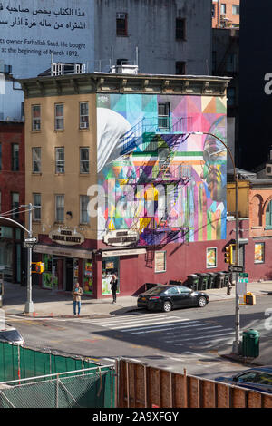 Madre Teresa e il Mahatma Gandhi "tolleranza" murale sulla 18th Street e la Tenth Avenue nel Quartiere di Chelsea di New York City, Stati Uniti d'America. Foto Stock