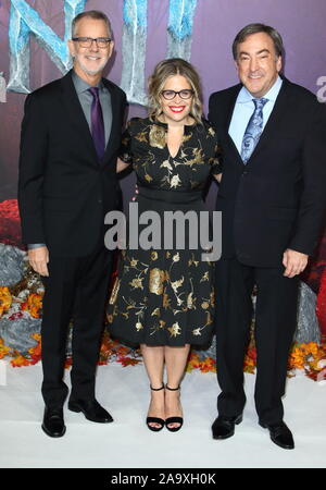 Chris Buck, Jennifer Lee e Peter Del Vecho frequentare il " congelati 2' premiere europeo al BFI Southbank di Londra. Foto Stock