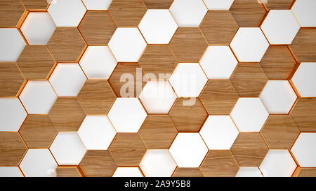 Esagonale moderno texture di sfondo pattern. Favi a diverso livello. Il rendering 3d'illustrazione. Il futuristico banner. Foto Stock